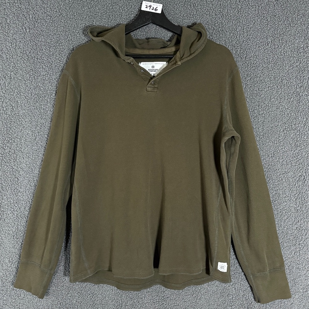 Reigning Champ Henley Long Sleeve Hoodie - Men's Size M - Green